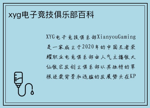 xyg电子竞技俱乐部百科